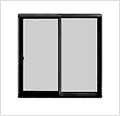 Infinity from Marvin sliding window icon showing two-panel gliding window design for Windows of Wisconsin replacement windows