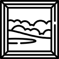 Black house-shaped icon with a roof and doorway